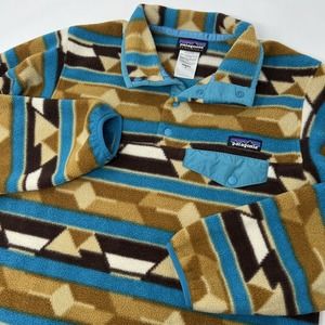 Patagonia Synchilla Snap Fleece Pullover Aztec Guatemala‎ Tango Bear Small Blue